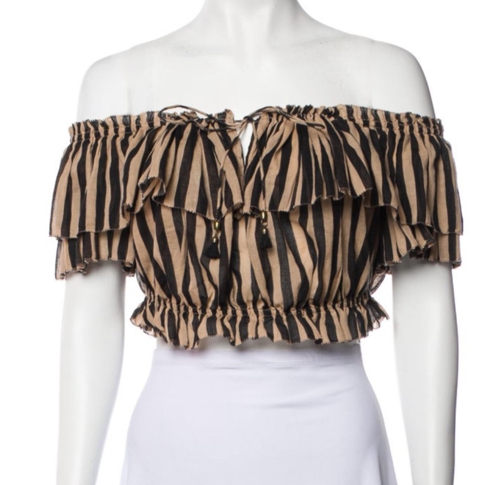 Zimmermann Striped Off Shoulder Top